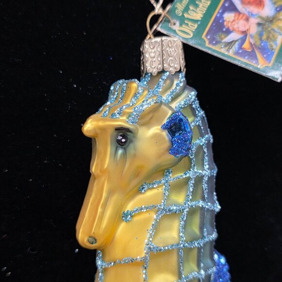 Old World Christmas Blue Seahorse Ornament Glass Blown Hand-Painted Box - Picture 4 of 16